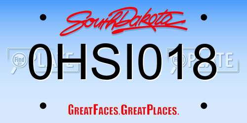 0HSI018 South Dakota License Plate