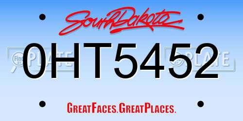 0HT5452 South Dakota License Plate