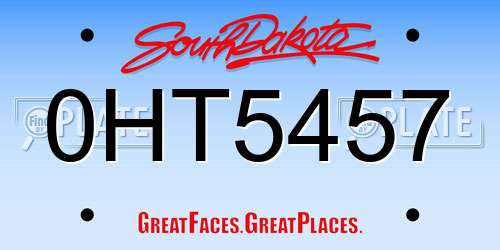 0HT5457 South Dakota License Plate