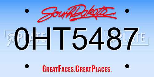 0HT5487 South Dakota License Plate