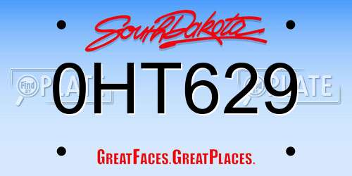0HT629 South Dakota License Plate