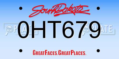 0HT679 South Dakota License Plate