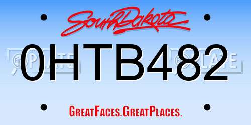 0HTB482 South Dakota License Plate