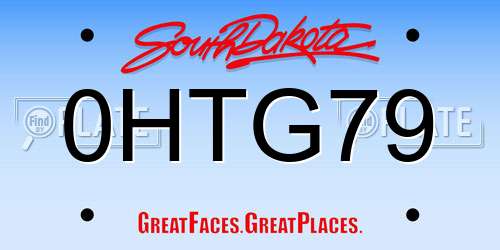 0HTG79 South Dakota License Plate