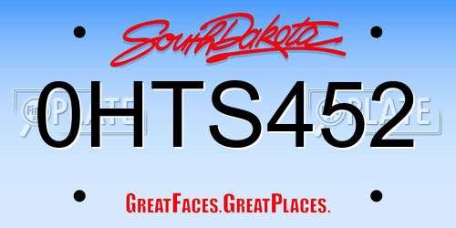 0HTS452 South Dakota License Plate