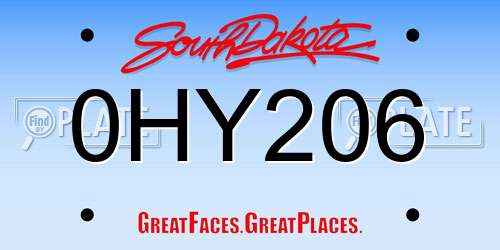 0HY206 South Dakota License Plate