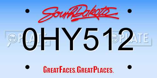 0HY512 South Dakota License Plate
