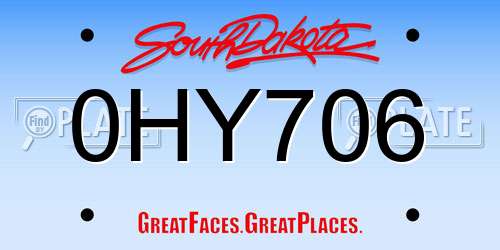 0HY706 South Dakota License Plate