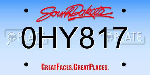 0HY817 South Dakota License Plate
