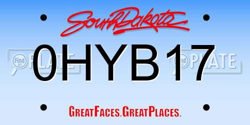 0HYB17 South Dakota License Plate