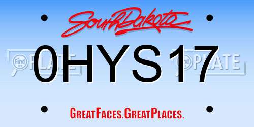 0HYS17 South Dakota License Plate