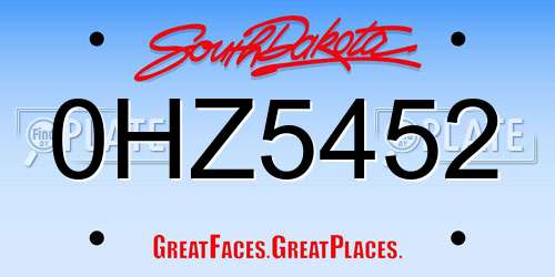 0HZ5452 South Dakota License Plate