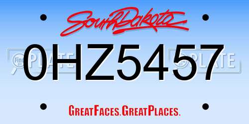 0HZ5457 South Dakota License Plate