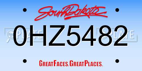 0HZ5482 South Dakota License Plate