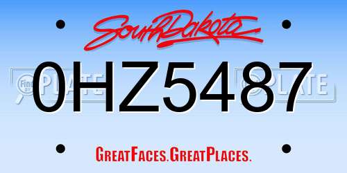 0HZ5487 South Dakota License Plate