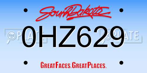 0HZ629 South Dakota License Plate