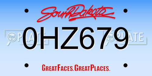 0HZ679 South Dakota License Plate