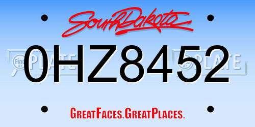 0HZ8452 South Dakota License Plate
