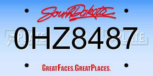 0HZ8487 South Dakota License Plate