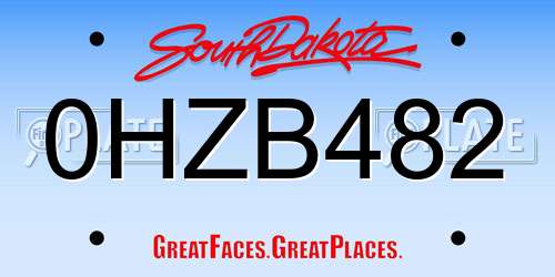 0HZB482 South Dakota License Plate