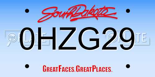 0HZG29 South Dakota License Plate