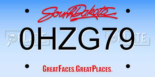 0HZG79 South Dakota License Plate