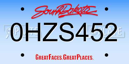 0HZS452 South Dakota License Plate