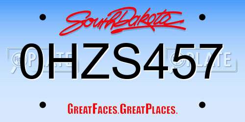 0HZS457 South Dakota License Plate