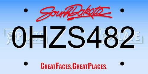 0HZS482 South Dakota License Plate
