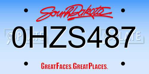 0HZS487 South Dakota License Plate