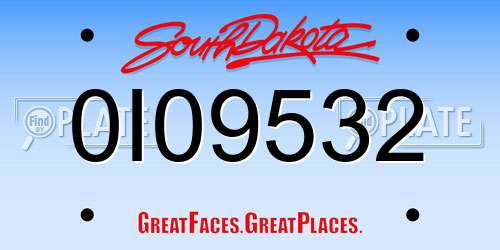 0I09532 South Dakota License Plate