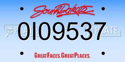 0I09537 South Dakota License Plate