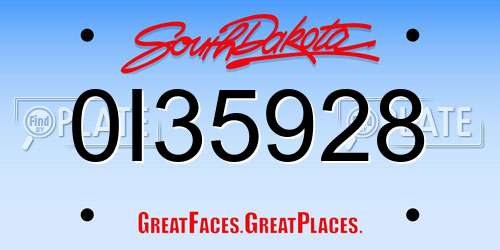 0I35928 South Dakota License Plate