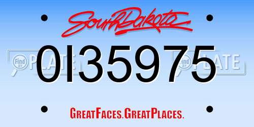 0I35975 South Dakota License Plate