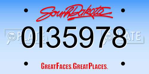 0I35978 South Dakota License Plate