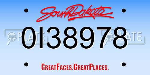 0I38978 South Dakota License Plate