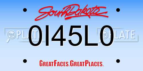 0I45L0 South Dakota License Plate