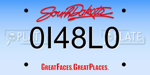 0I48L0 South Dakota License Plate