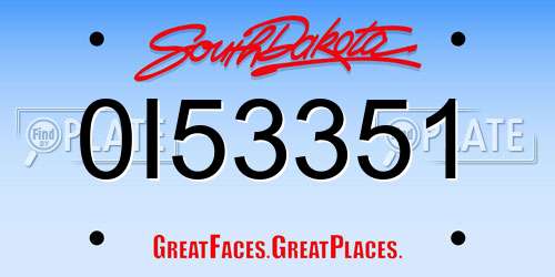 0I53351 South Dakota License Plate