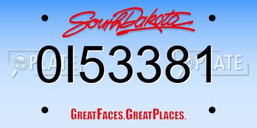0I53381 South Dakota License Plate