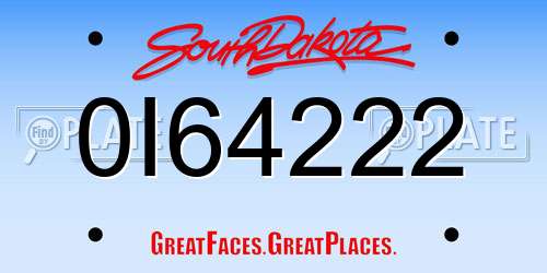 0I64222 South Dakota License Plate