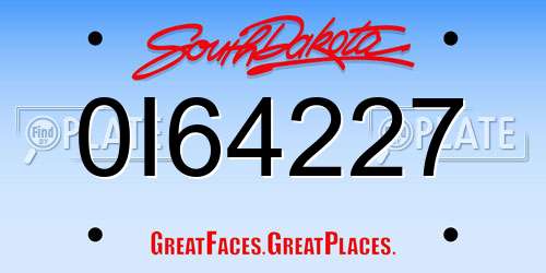 0I64227 South Dakota License Plate