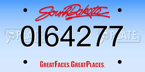 0I64277 South Dakota License Plate