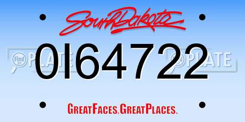0I64722 South Dakota License Plate