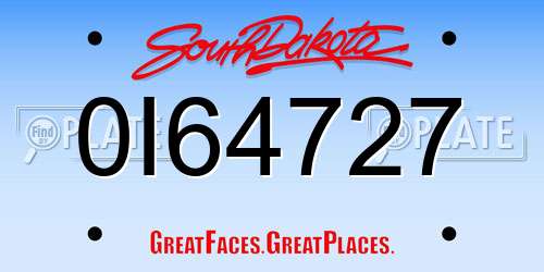 0I64727 South Dakota License Plate