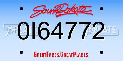 0I64772 South Dakota License Plate