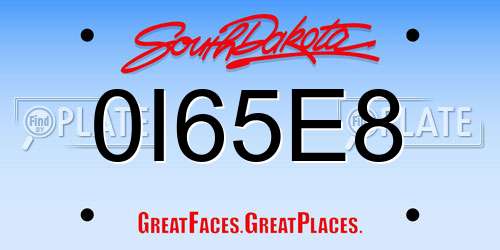 0I65E8 South Dakota License Plate