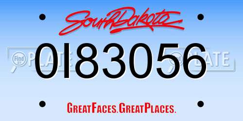 0I83056 South Dakota License Plate