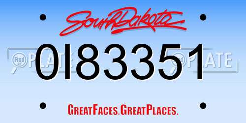0I83351 South Dakota License Plate