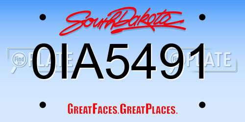 0IA5491 South Dakota License Plate